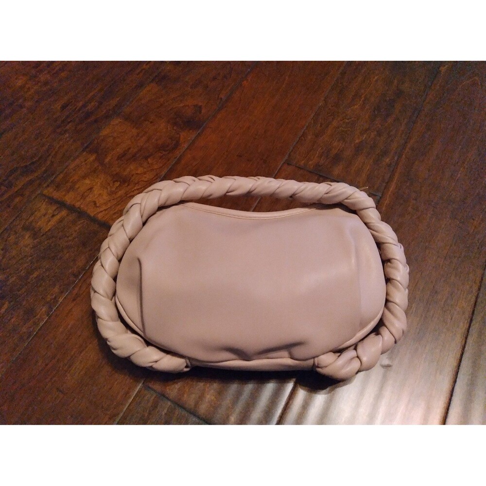 Trendy‎ Braided Trim Clutch Purse Soft Faux Leather Handbag in Blush Pink